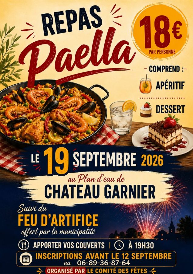Repas paëlla + Feu d&rsquo;artifice