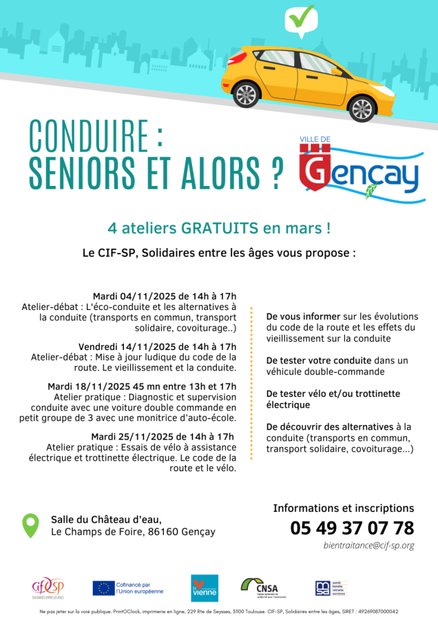 conduire : seniors et alors ? affiche a4 – Gençay 2025