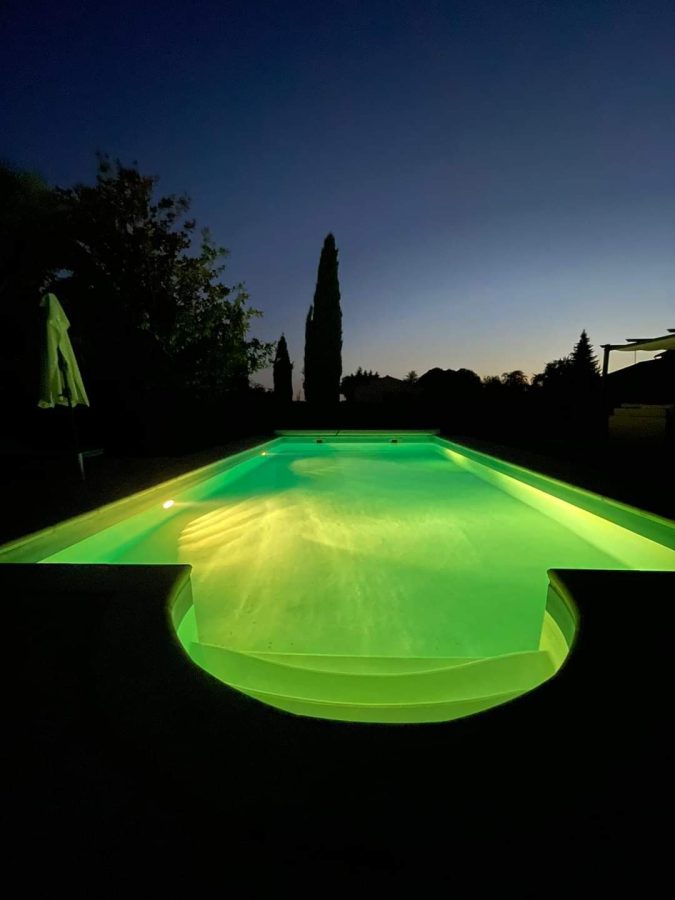 La Maison de Don et Marina_Savigné_pool at night
